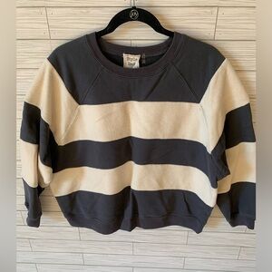Style rack Women's gray and Cream Striped Sweater